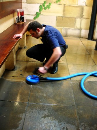 Dirty stone floor cleaned by Tile Doctor Cambridge